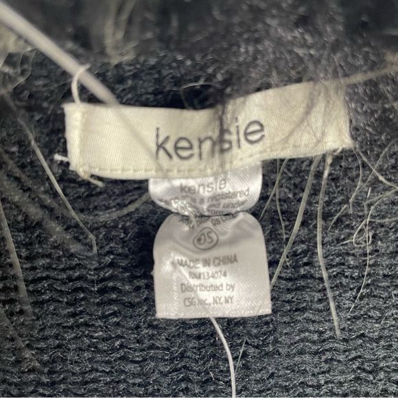 Kensie Black‎ Vest with Faux Fur Trim Fringe at Hem One Size NWT - Picture 6 of 9